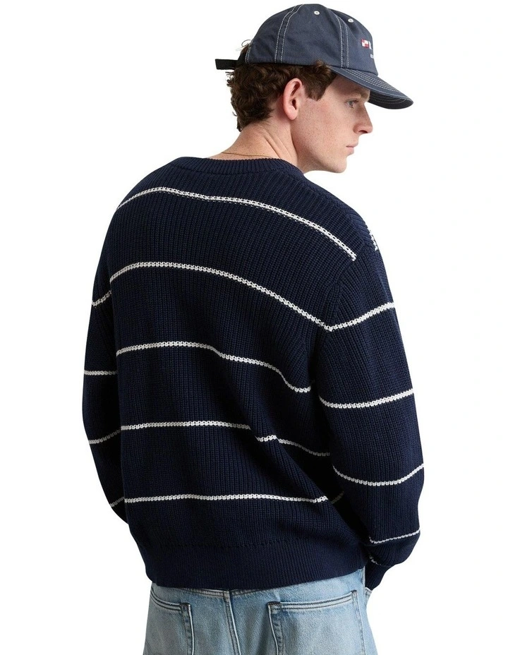 Striped Crewneck Sweater in Navy image 2