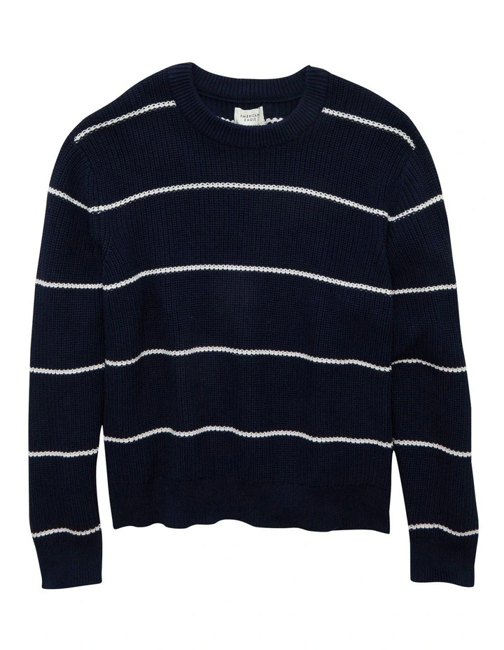 Striped Crewneck Sweater in Navy image 3