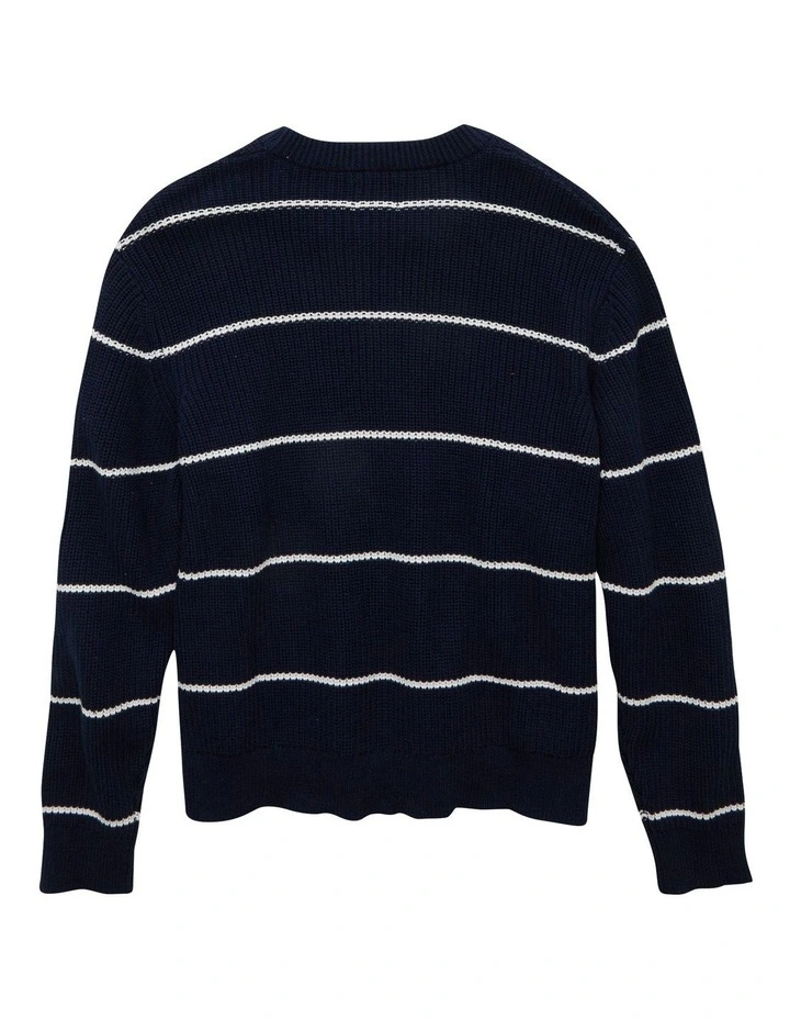 Striped Crewneck Sweater in Navy image 4