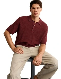 Pique Sweater Polo Shirt in Wineberry