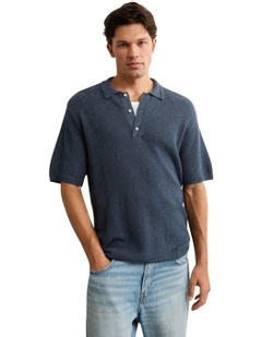 Pique Stitch Sweater Polo in Rich Navy