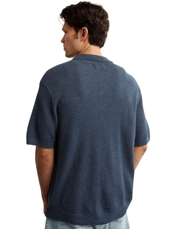 Pique Stitch Sweater Polo in Rich Navy image 2