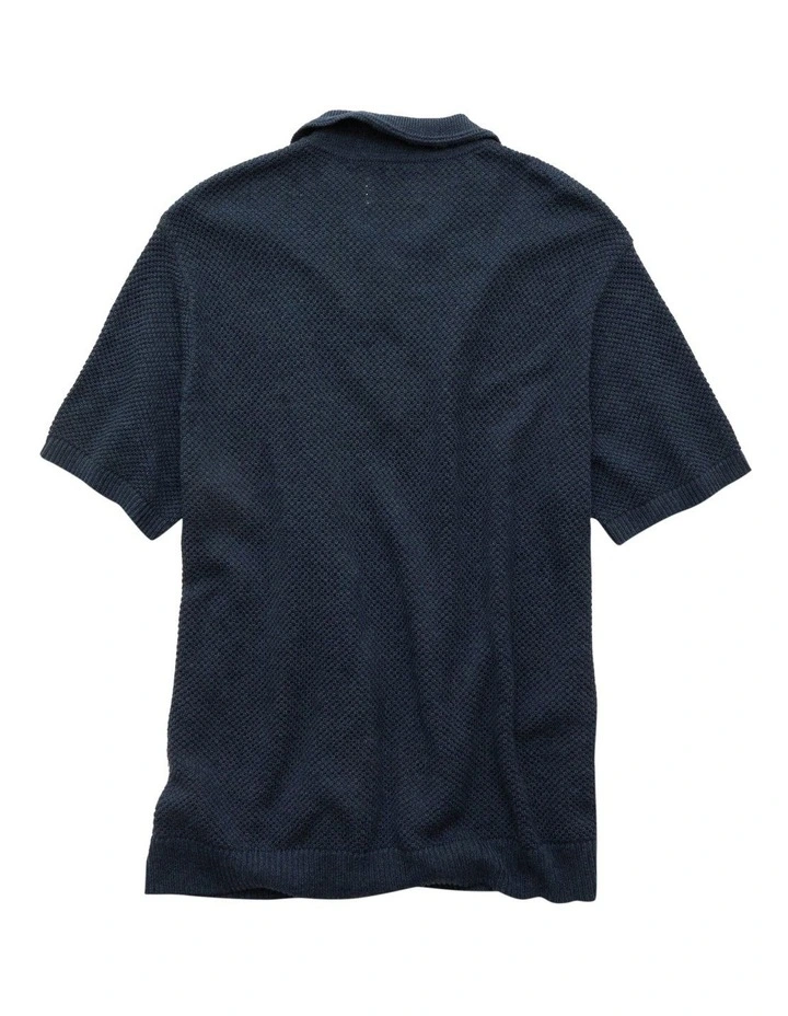 Pique Stitch Sweater Polo in Rich Navy image 4
