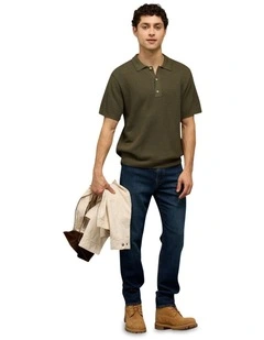 Pique Sweater Polo Shirt in Bunker Olive