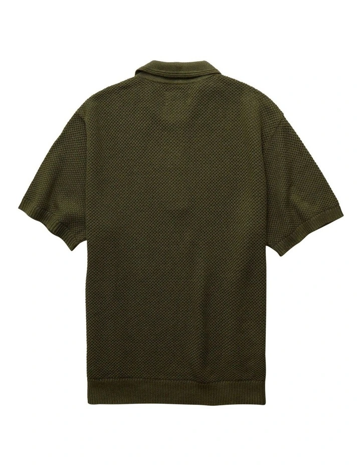 Pique Sweater Polo Shirt in Bunker Olive image 4