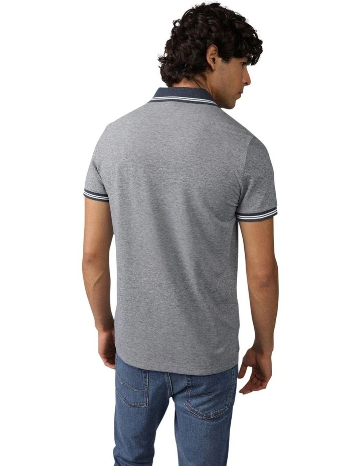 Short Sleeve Tipped Polo Slim Fit in Midnight Blue image 2