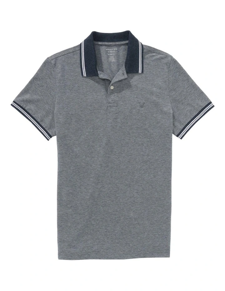 Short Sleeve Tipped Polo Slim Fit in Midnight Blue image 3