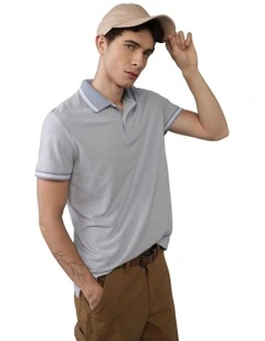 Slim-Fit Tipped Sweater Polo Shirt in Light Blue