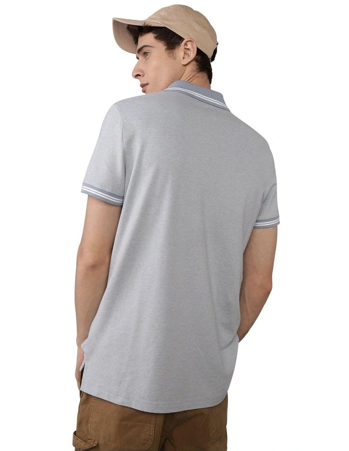 Slim-Fit Tipped Sweater Polo Shirt in Light Blue image 2