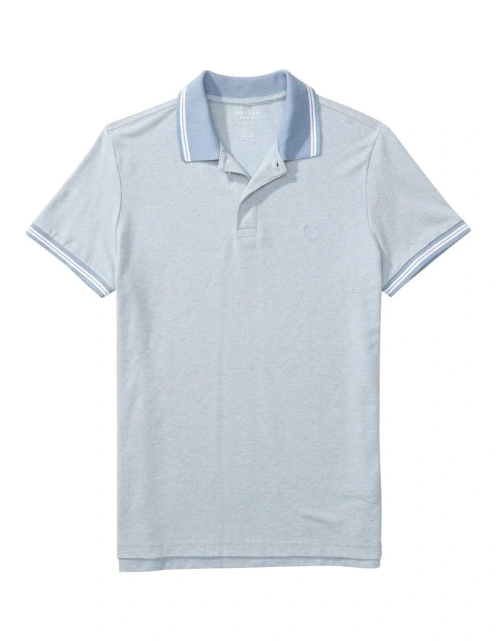 Slim-Fit Tipped Sweater Polo Shirt in Light Blue image 3