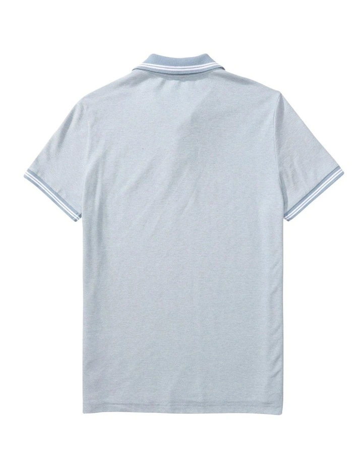 Slim-Fit Tipped Sweater Polo Shirt in Light Blue image 4