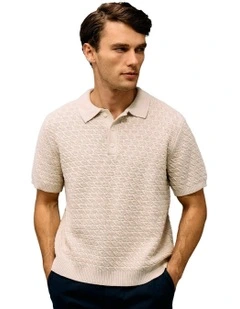 Sweater Polo Shirt in Oatmeal
