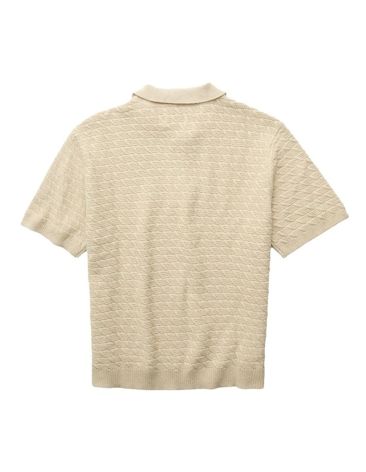 Sweater Polo Shirt in Oatmeal image 4