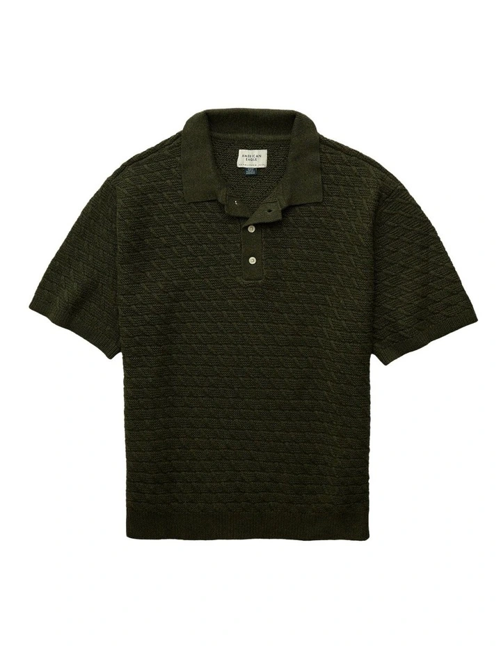 Sweater Polo Shirt in Green image 3