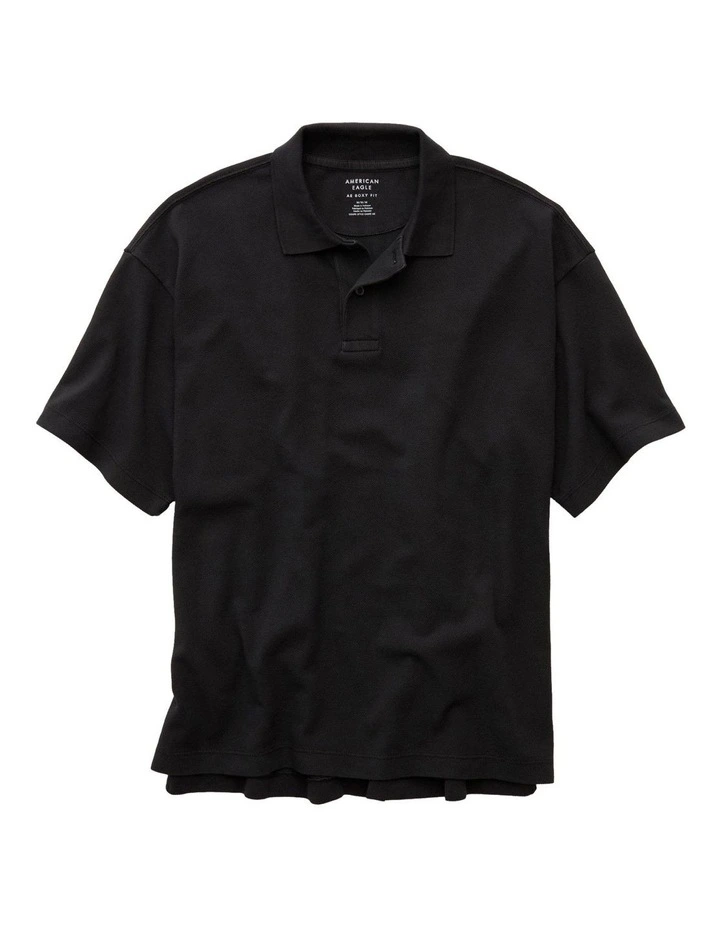 Boxy Polo Shirt in Washed Black image 3