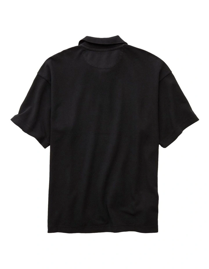 Boxy Polo Shirt in Washed Black image 4