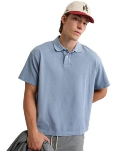 Boxy Polo Shirt in Blue