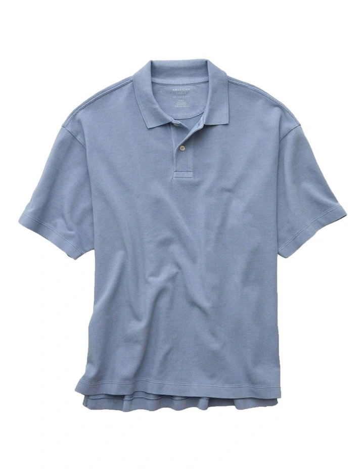Boxy Polo Shirt in Blue image 3