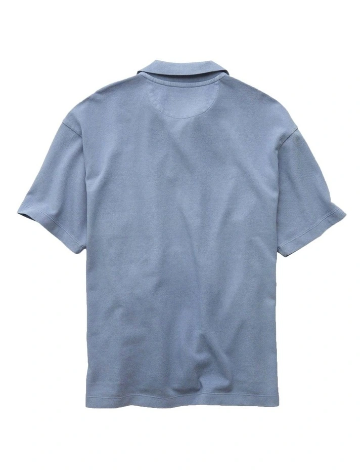 Boxy Polo Shirt in Blue image 4