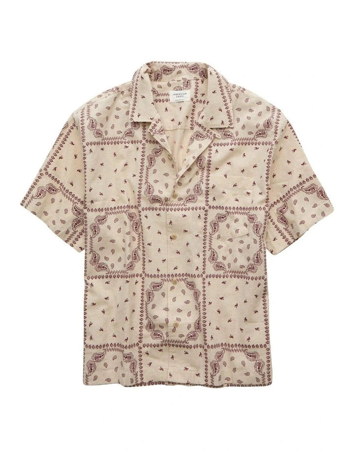 Short Sleeve Relaxed Fit Shirt in Cream image 3