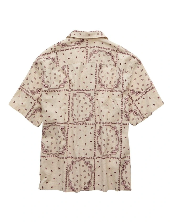 Short Sleeve Relaxed Fit Shirt in Cream image 4