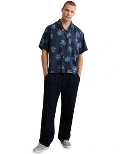 Poolside Floral Button-Up Shirt in Blue