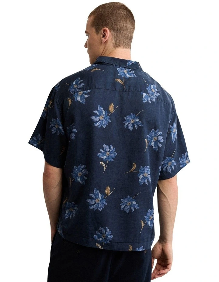 Poolside Floral Button-Up Shirt in Blue image 2