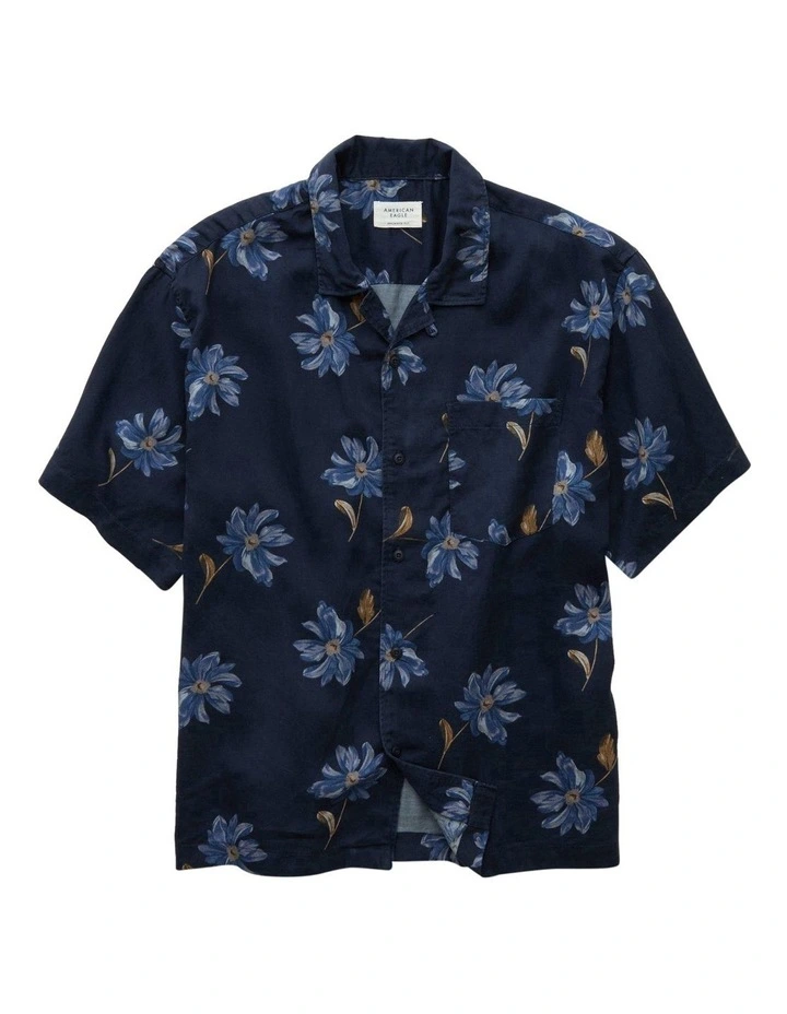 Poolside Floral Button-Up Shirt in Blue image 3