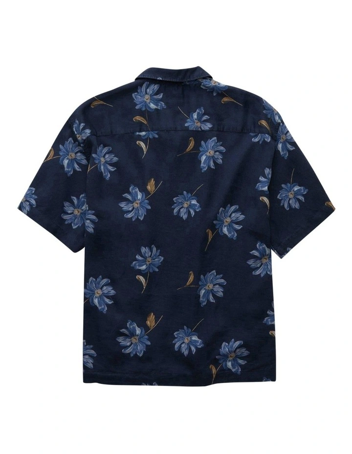 Poolside Floral Button-Up Shirt in Blue image 4
