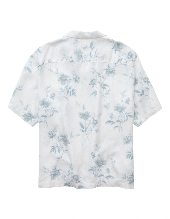 Poolside Floral Button-Up Shirt in Gray image 4