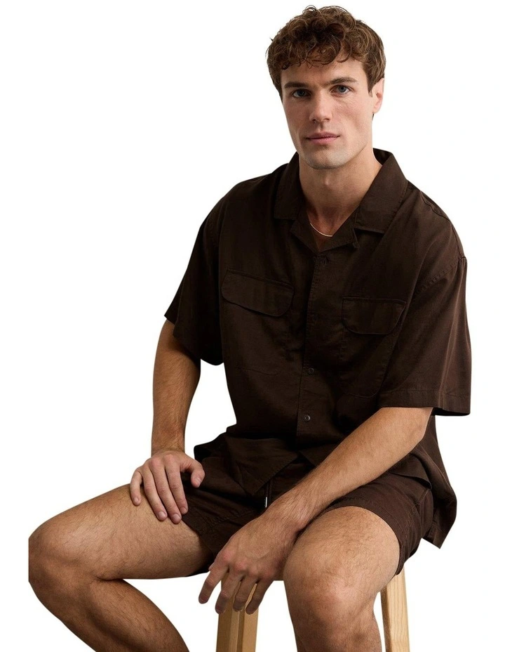 Poolside Button-Up Shirt in Brown image 1