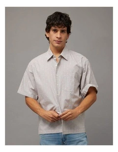 Everyday Short Sleeve Relaxed Camp Collar Shirt in Khaki