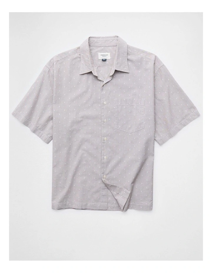 Everyday Short Sleeve Relaxed Camp Collar Shirt in Khaki image 3