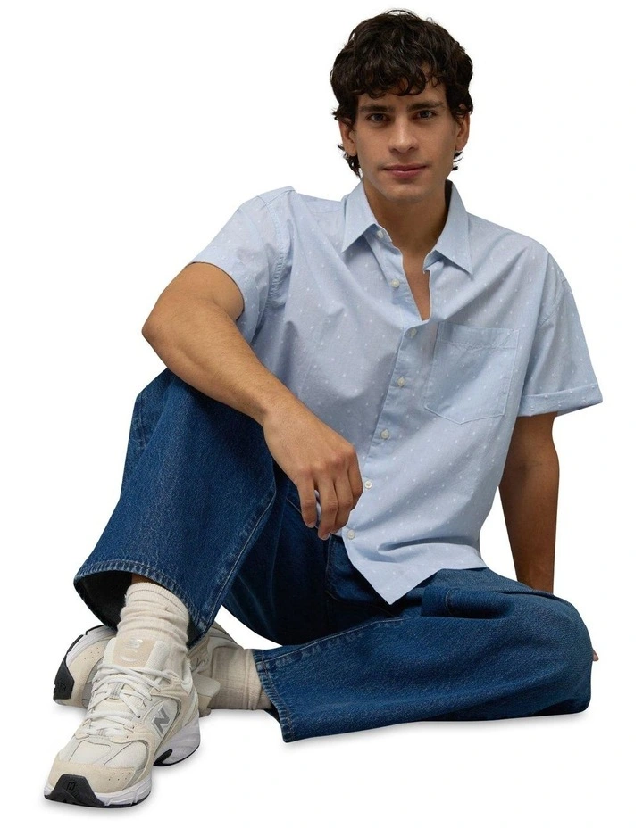 Everyday Relaxed Camp Collar Shirt in Light Blue image 1