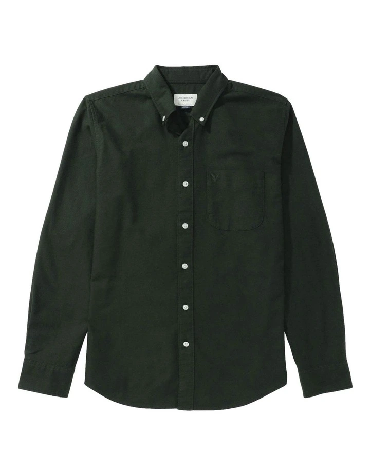 Everyday Slim Oxford Button-Up Shirt in Deep Forest Green image 3