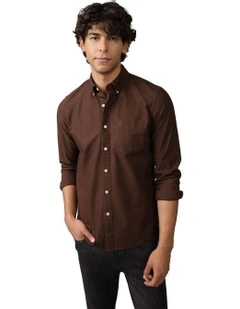Everyday Slim Oxford Button-Up Shirt in Chocolate