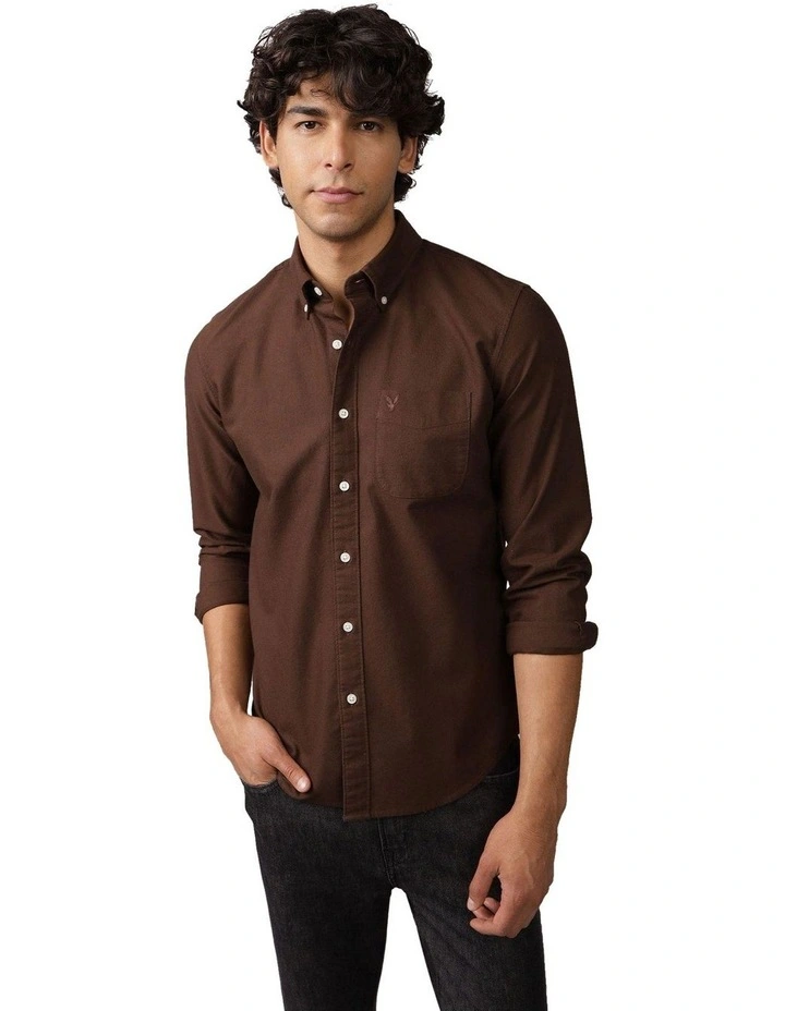 Everyday Slim Oxford Button-Up Shirt in Chocolate image 1