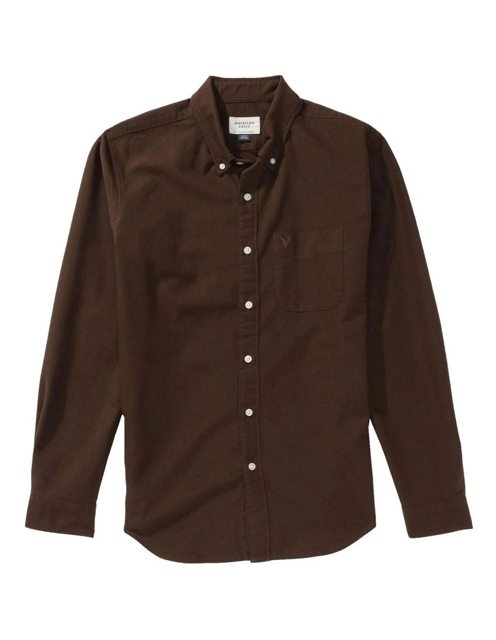 Everyday Slim Oxford Button-Up Shirt in Chocolate image 3