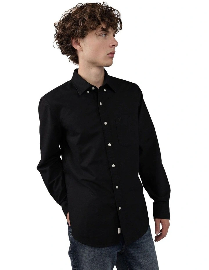Everyday Slim Oxford Button-Up Shirt in Black image 1