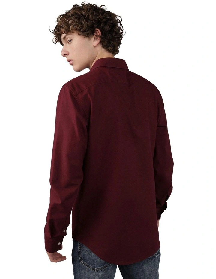 Everyday Slim Oxford Button-Up Shirt in Burgundy image 2