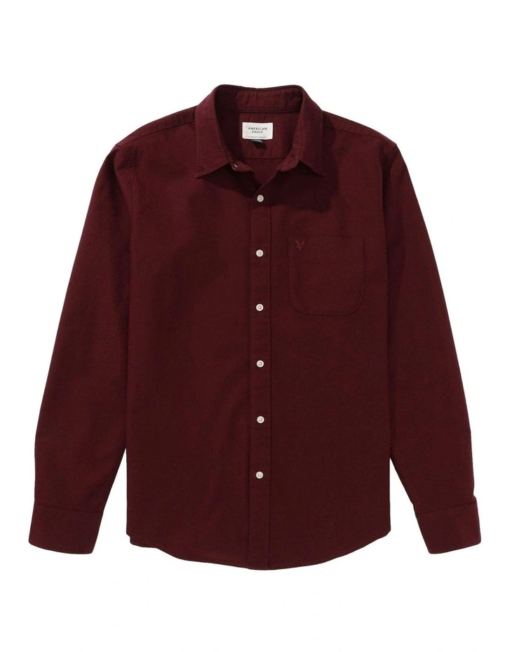 Everyday Slim Oxford Button-Up Shirt in Burgundy image 3