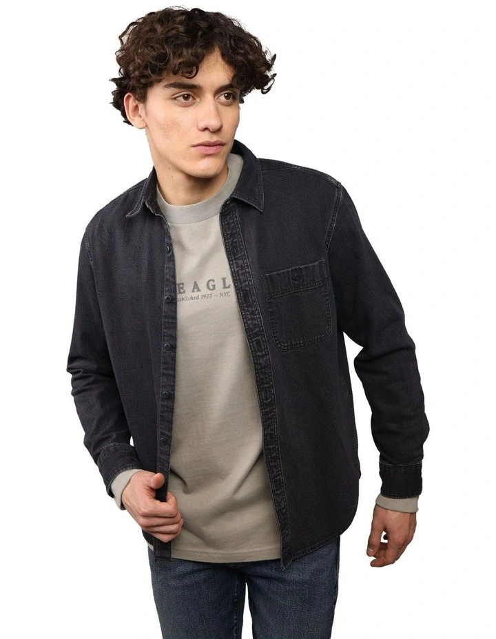 Long Sleeve Denim Shirt in Black Wash image 1