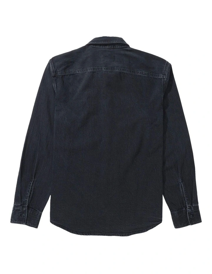 Long Sleeve Denim Shirt in Black Wash image 4
