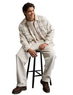 Relaxed Heavyweight Flannel Shirt in Cream
