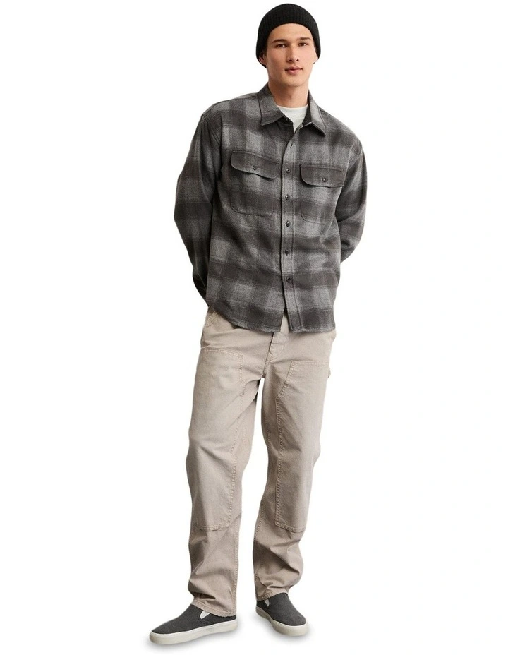 Relaxed Heavyweight Flannel Shirt in Grey image 1