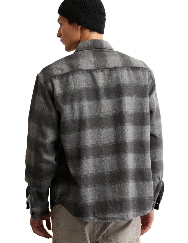 Relaxed Heavyweight Flannel Shirt in Grey image 2