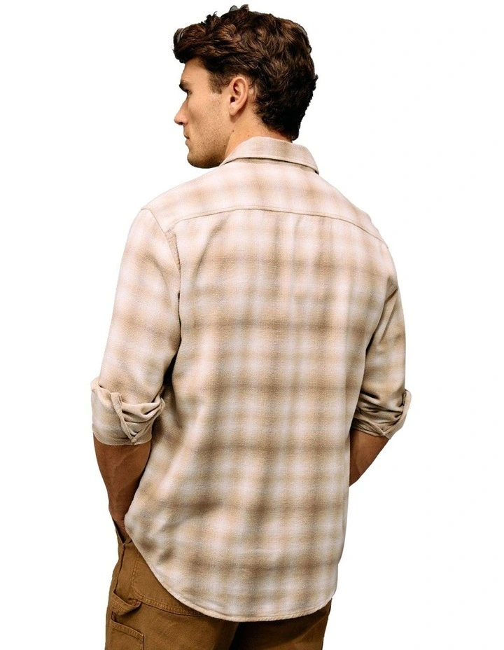 Relaxed Heavyweight Flannel Shirt in Sand image 2