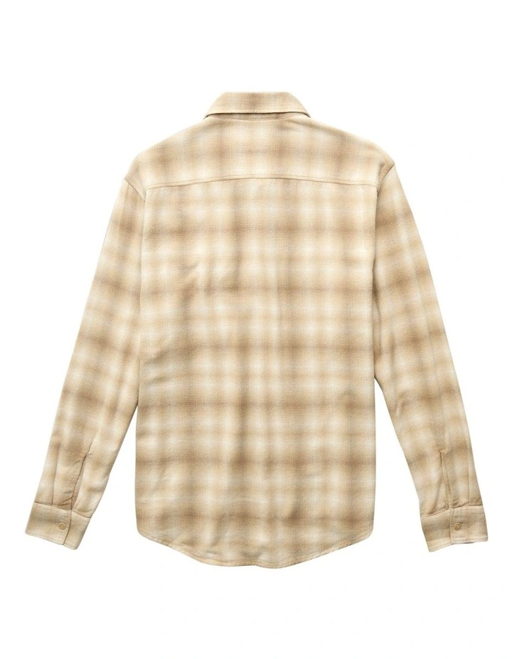 Relaxed Heavyweight Flannel Shirt in Sand image 4