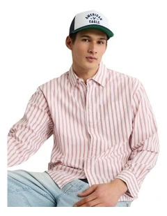 Everyday Relaxed Fit Poplin Button-up Shirt in Pink