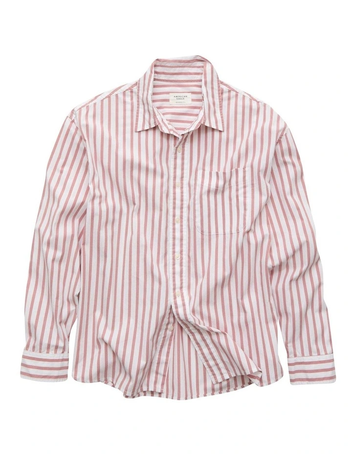 Everyday Relaxed Fit Poplin Button-up Shirt in Pink image 3